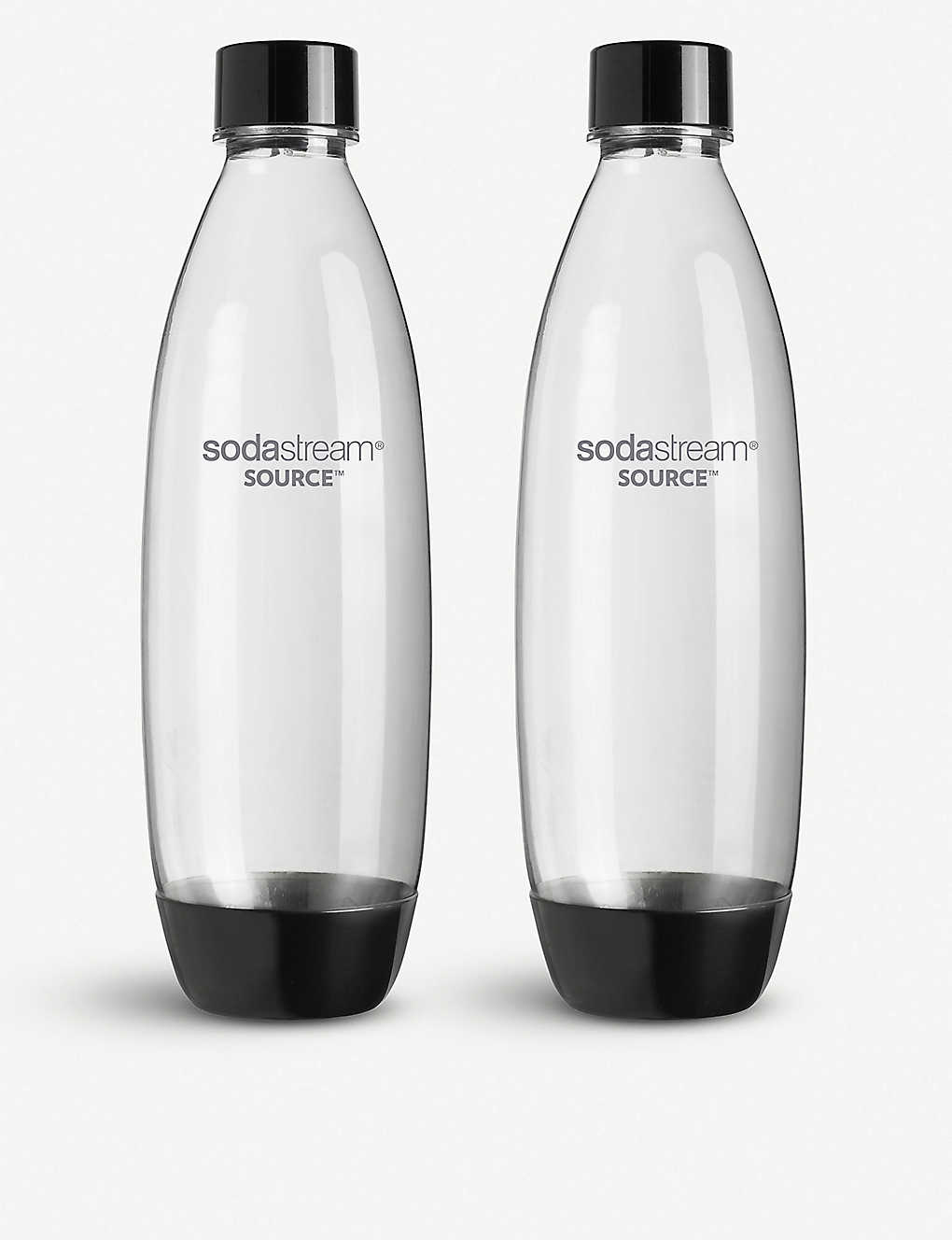 Botella carbonatada Sodastream de 1 litro, apta para lavavajillas (paquete de 2) | Color negro